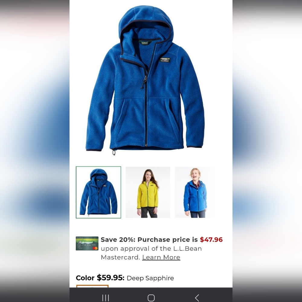 L.l.bean kids fleece jacket